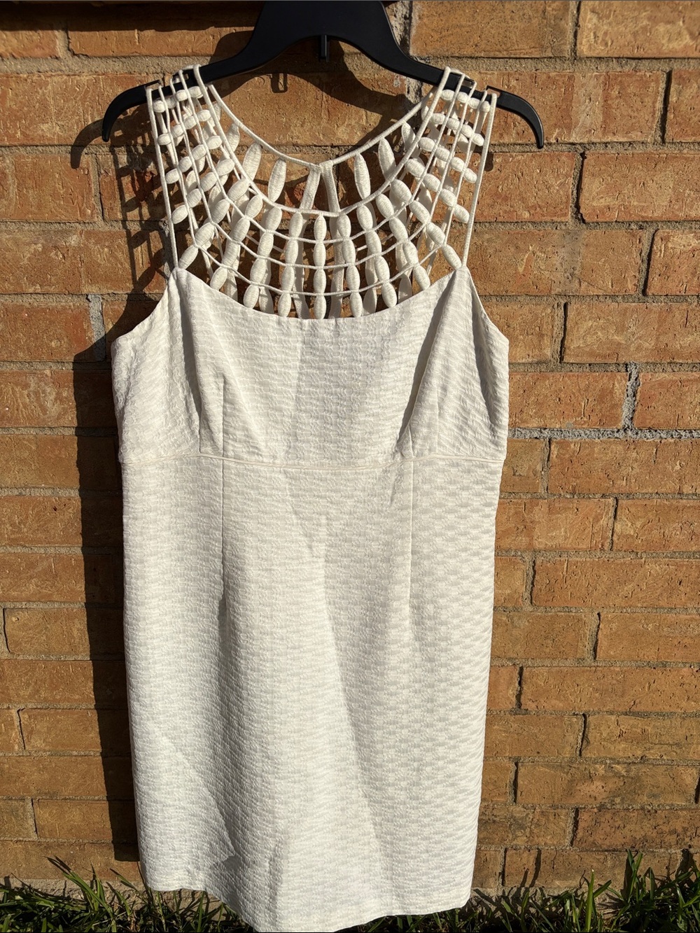 ANTONIO MELANI Cream Crochet-Neck Sleeveless Dress